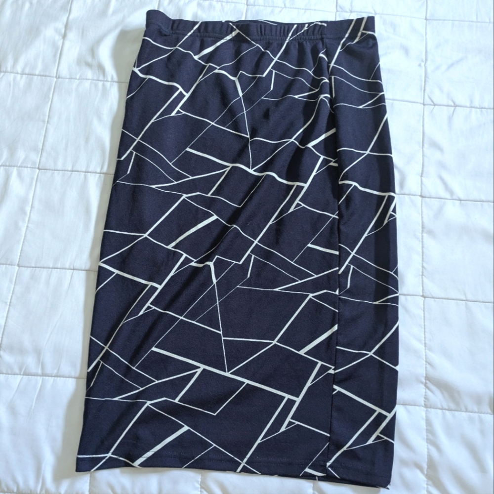 Shein Geometric Navy Bodycon Skirt